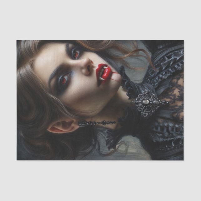 Vampire Woman With Fangs Gothic Tissue Paper (Front)