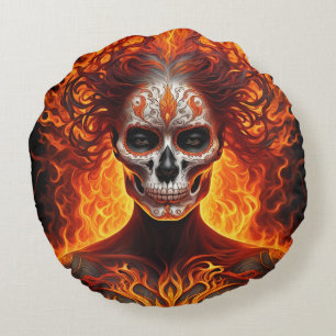Vampire women and fire skull,2 design on 1 pillow