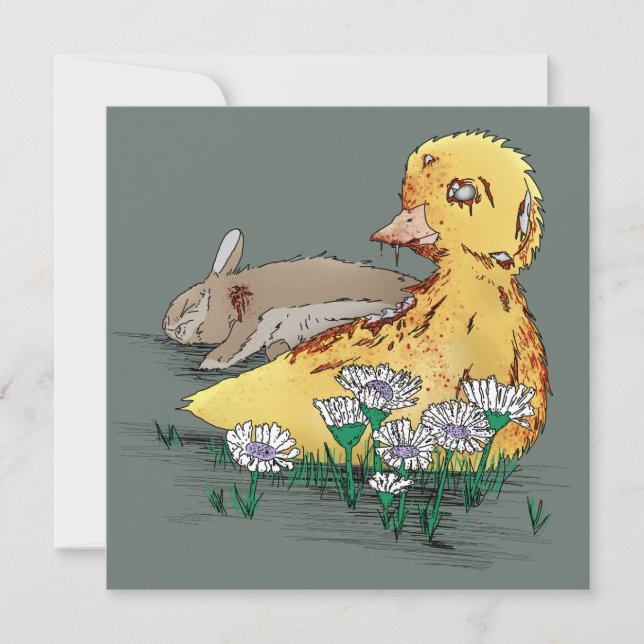 Vampire-Zombie Easter Duckling Card (Front)