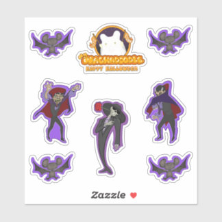 Vampires Bats Skeleton Sticker Sheet for Halloween