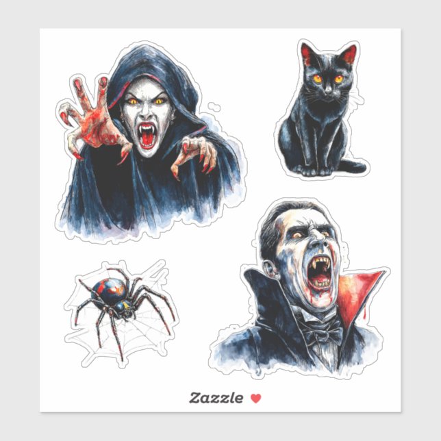 Vampiress and Vampire Halloween Gothic Cat Spider (Sheet)