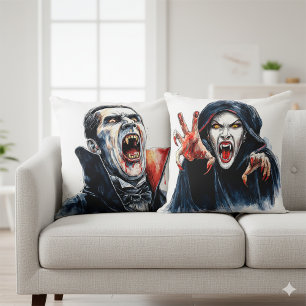 Vampiress Halloween Gothic Horror Decor Cushion