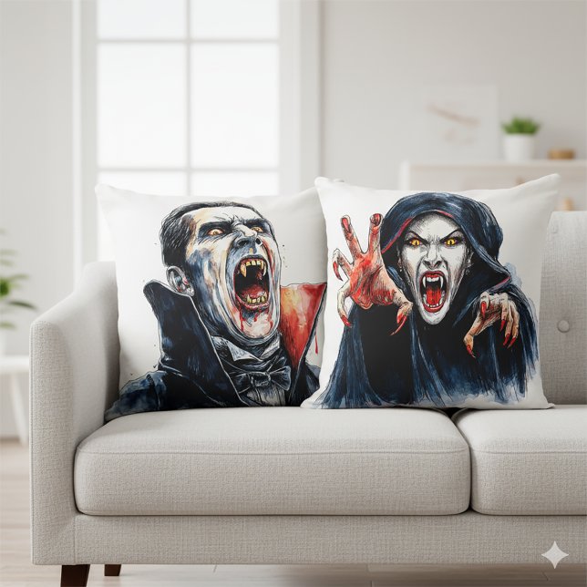 Vampiress Halloween Gothic Horror Decor Cushion (Creator Uploaded)