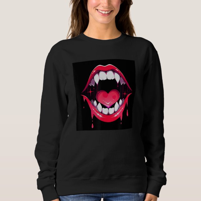Vampiric Charm Gothic Graphic with Intrigue Sweatshirt (Front)