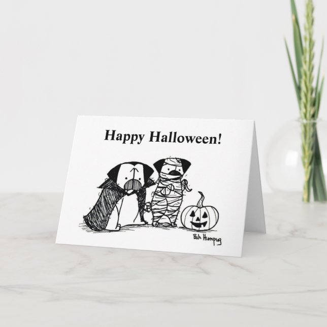 Vampug and Mummy Pug Halloween Card (Front)