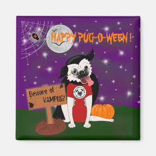 Vampug: Vampire Pug Halloween Refrigerator Magnet