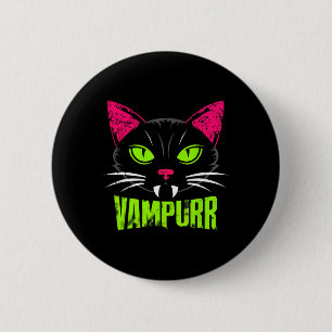 Vampurr Cat Black Cat Halloween Spooky Vampire 6 Cm Round Badge