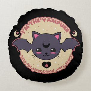 Vampurr Creepy Cute Halloween Round Cushion