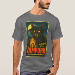 Vampurr Vampire Cat Dracula Vintage Horror Hallowe T-Shirt
