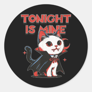 Vampurr Vampire Cat Funny Halloween Costume Classic Round Sticker