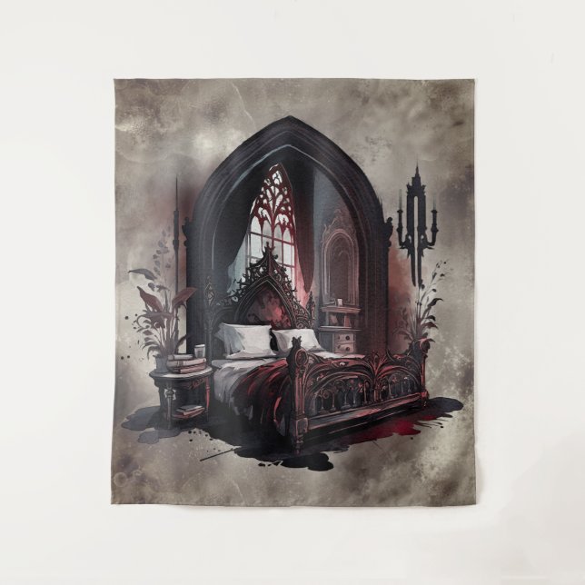 Vampy Boudoir | Gothic Red Victorian Bedroom Suite Tapestry (Front)