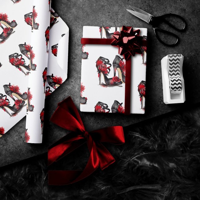 Vampy Fashion | Strappy Ankle Stilettos with Roses Wrapping Paper (Creator Uploaded)
