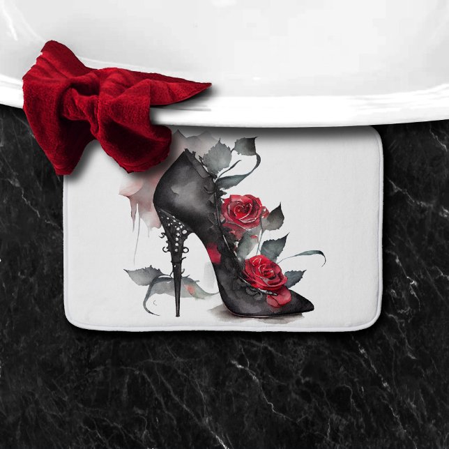 Vampy Spiked Stiletto | Red Rose Fashion High Heel Bath Mat (Creator Uploaded)