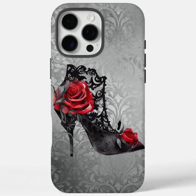 Vampy Vogue Grunge | Stiletto Lace Bootie Roses Case-Mate iPhone Case (Back)
