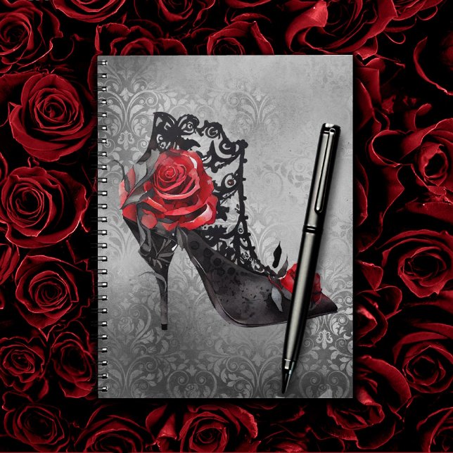 Vampy Vogue Grunge | Stiletto Lace Bootie Roses Notebook (Creator Uploaded)