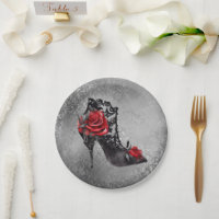 Vampy Vogue Grunge | Stiletto Lace Bootie Roses