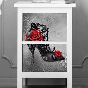 Vampy Vogue Grunge   Stiletto Lace Bootie Roses Tissue Paper