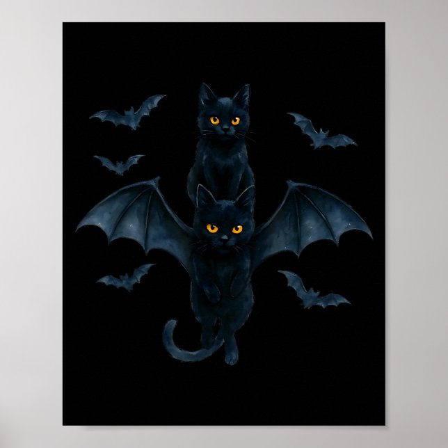 Vamre Cat With Bat Wings _ Cute Soky Halloween Des Poster (Front)