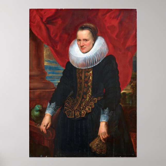 Van Dyck - Portrait Of A Woman With Her Parrot Poster (Front)