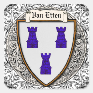 Van Etten Family Arms Square Sticker