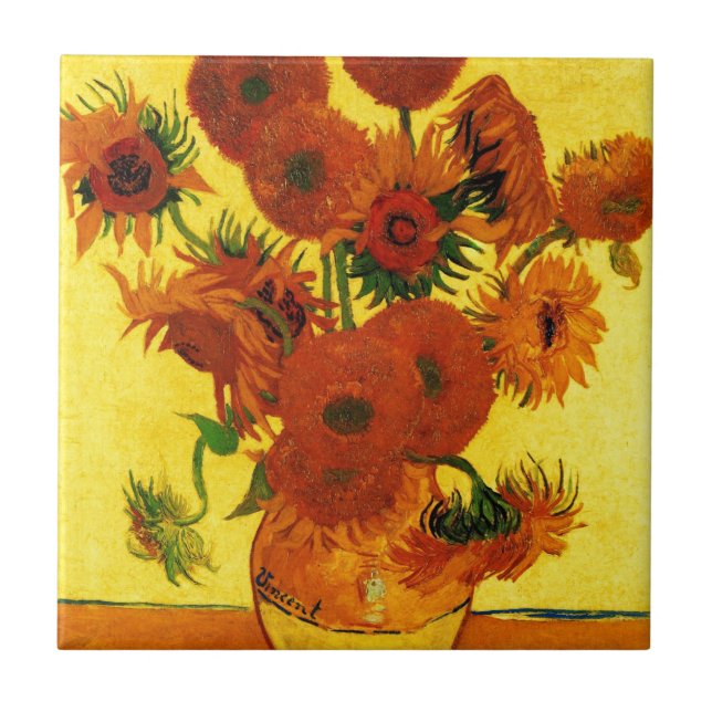 Van Gogh 15 Sunflowers Tile (Front)