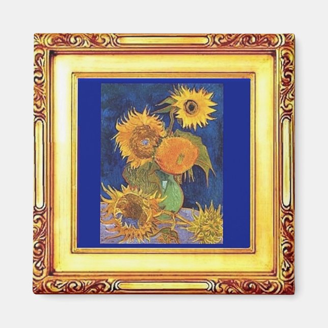 Van Gogh - 5 Sunflowers Magnet (Front)