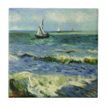 Van Gogh - A Fishing Boat at Sea Tile<br><div class="desc">Vincent van Gogh painting,  A Fishing Boat at Sea,  square tile.</div>