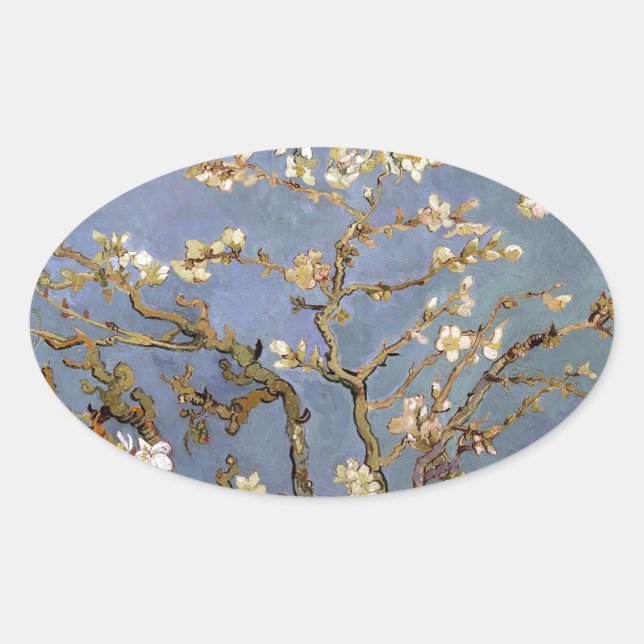 Van Gogh Almond Blossom Oval Sticker (Front)