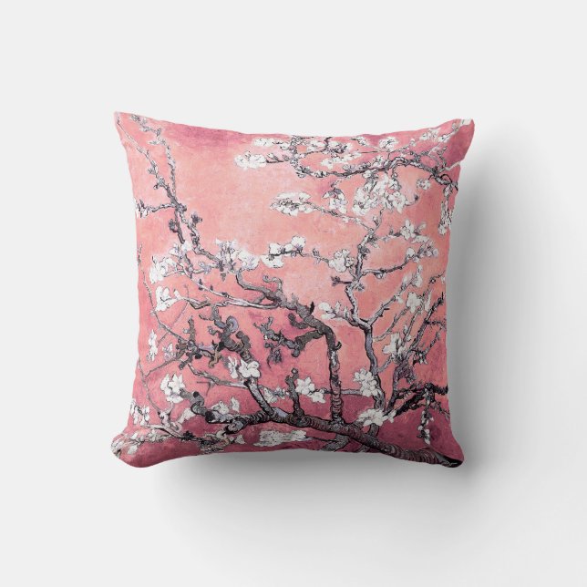 Van Gogh Almond Blossom peach pink Cushion (Front)