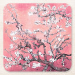 Van Gogh Almond Blossom peach pink Square Paper Coaster<br><div class="desc">Almond Blossoms by Vincent Van Gogh
colour alteration copyright 2sweet4wordsDesigns/ PureVintage Love

Get the beauty of Van Gogh's beloved Almond Blossom in the colours that match your home. 

vincent van gogh,  van gogh,  almond blossoms,  flowers,  floral,  pretty,  beautiful, </div>