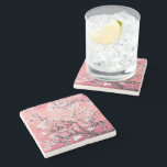 Van Gogh Almond Blossom peach pink Stone Coaster<br><div class="desc">Almond Blossoms by Vincent Van Gogh
colour alteration copyright 2sweet4wordsDesigns/ PureVintage Love

Get the beauty of Van Gogh's beloved Almond Blossom in the colours that match your home. 

vincent van gogh,  van gogh,  almond blossoms,  flowers,  floral,  pretty,  beautiful, </div>