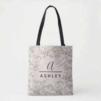 Van Gogh Almond Blossom Vintage White Monogram Tote Bag