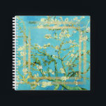 Van Gogh Almond Blossom with Gold Dust Notebook<br><div class="desc">Almond Blossom Tree by the world-famous Dutch painter Vincent van Gogh. Beautiful spring blossoms against a turquoise sky.
The design includes golden elements. You can edit the name or delete it by leaving the text box empty.  Perfect for nature lovers and art lovers.</div>