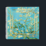 Van Gogh Almond Blossom with Gold Dust Notebook<br><div class="desc">Almond Blossom Tree by the world-famous Dutch painter Vincent van Gogh. Beautiful spring blossoms against a turquoise sky.
The design includes golden elements. You can edit the name or delete it by leaving the text box empty.  Perfect for nature lovers and art lovers.</div>