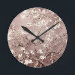 Van Gogh Almond Blossoms Beige Round Clock<br><div class="desc">Artist: Vincent Van Gogh
 Title: Almond Blossoms
 altered colour by 2sweet4wordsDesigns</div>