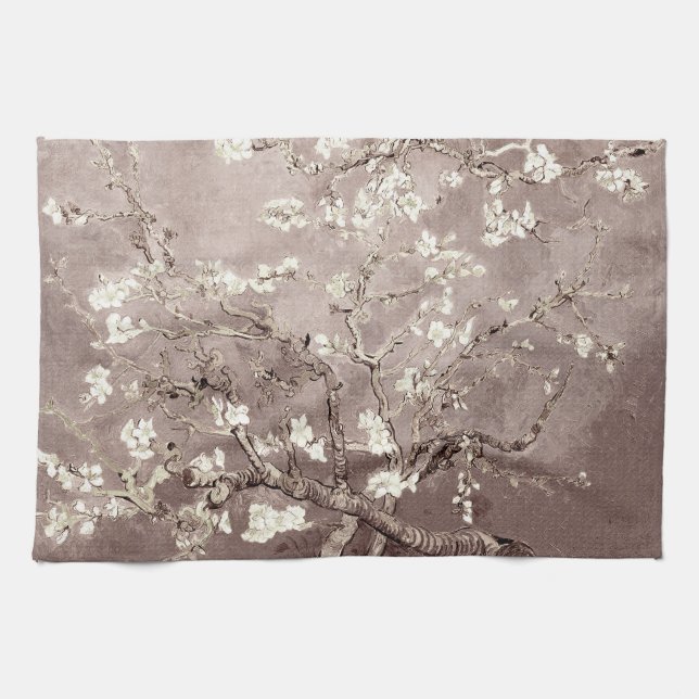 Van Gogh Almond Blossoms Beige Tea Towel (Horizontal)