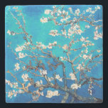 Van Gogh Almond Blossoms bright turquoise Stone Coaster<br><div class="desc">Almond Blossoms by Vincent Van Gogh
colour alteration copyright 2sweet4wordsDesigns/ PureVintage Love

Get the beauty of Van Gogh's beloved Almond Blossom in the colours that match your home. 

vincent van gogh,  van gogh,  almond blossoms,  flowers,  floral,  pretty,  beautiful, </div>