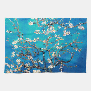 Van Gogh Almond Blossoms Bright Turquoise Tea Towel
