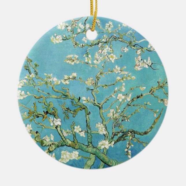 Van Gogh Almond Blossoms Ceramic Tree Decoration (Front)