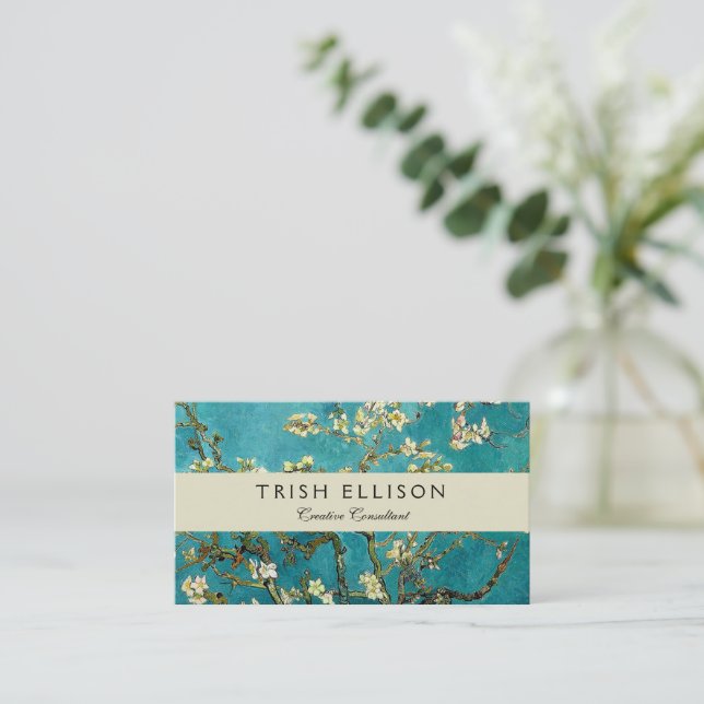 Van Gogh Almond Blossoms Classic Impressionism Business Card (Standing Front)