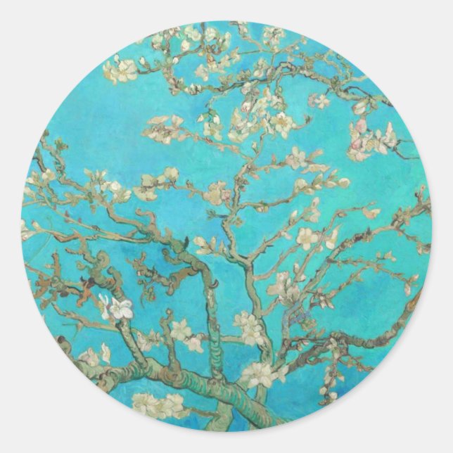 Van Gogh Almond Blossoms Classic Round Sticker (Front)