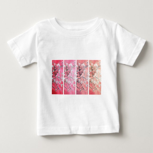 Van Gogh Almond Blossoms Dark Pink Peach Gradient Baby T-Shirt (Front)