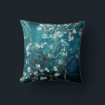 Van Gogh Almond Blossoms Dark Teal Cushion<br><div class="desc">Artist: Vincent Van Gogh
 Title: Almond Blossoms
 altered colour 

vincent van gogh,  van gogh,  almond blossoms,  teal,  dark,  flowers ,  floral,  spring,  sophisticated,  decor</div>