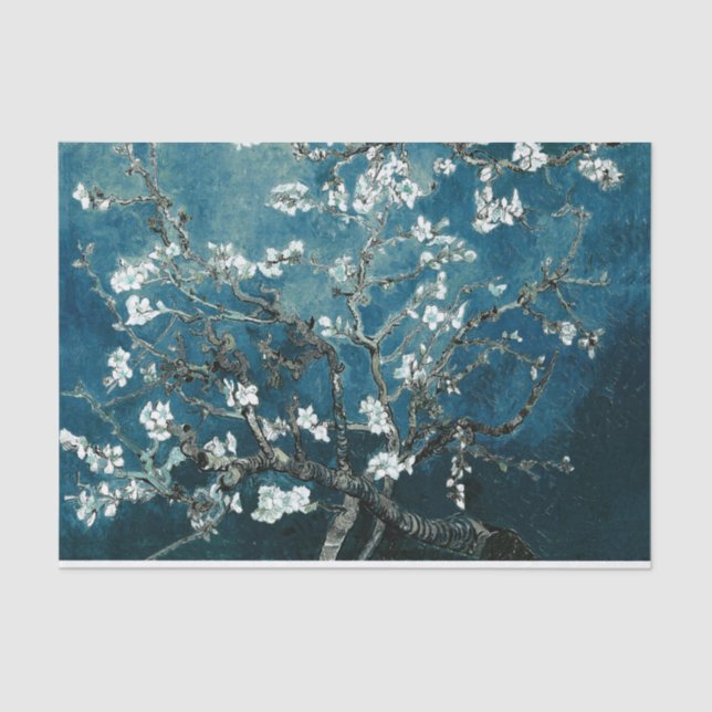 Van Gogh Almond Blossoms Dark Teal Tissue Paper (Front)