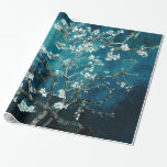 Van Gogh Almond Blossoms Dark Teal Wrapping Paper<br><div class="desc">Artist: Vincent Van Gogh
 Title: Almond Blossoms
 altered colour</div>