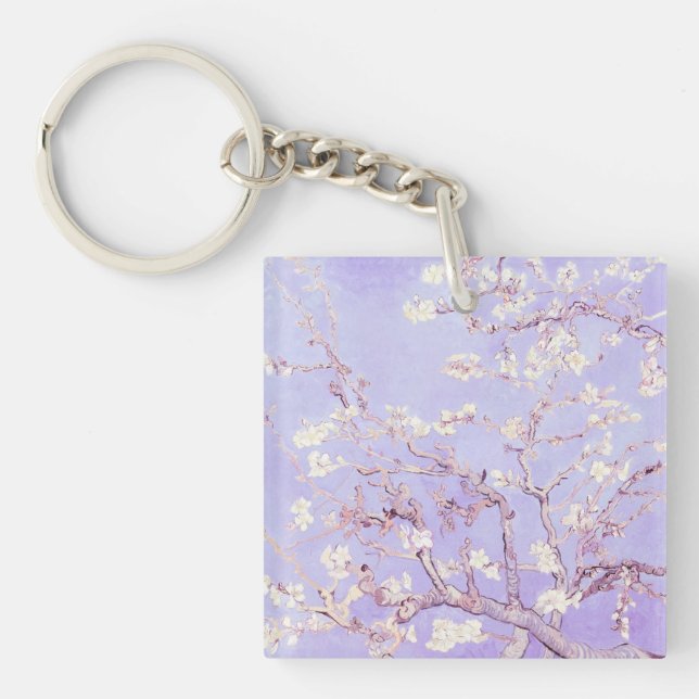 Van Gogh Almond Blossoms Lavender Key Ring (Front)