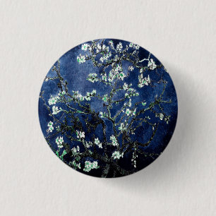 Van Gogh Almond Blossoms Midnight Blue 3 Cm Round Badge