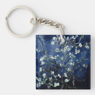 Van Gogh Almond Blossoms Midnight Blue Key Ring