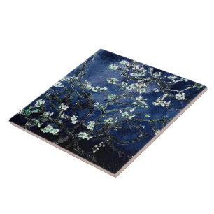 Van Gogh Almond Blossoms Midnight Blue Tile