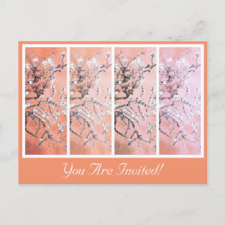 Van Gogh Almond Blossoms Peach Pink Invitation Postcard